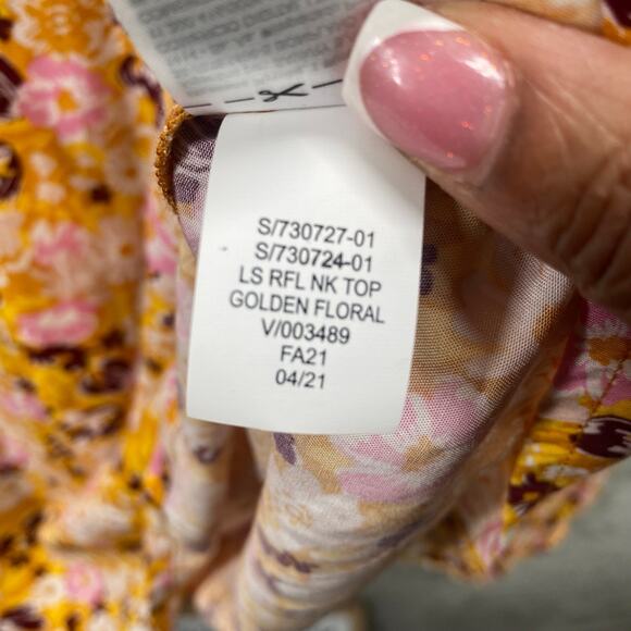 GAP Top Womens XXL Floral Long Sleeve Puff Sleeve Peasant Cottage Boho‎ - Picture 14 of 15